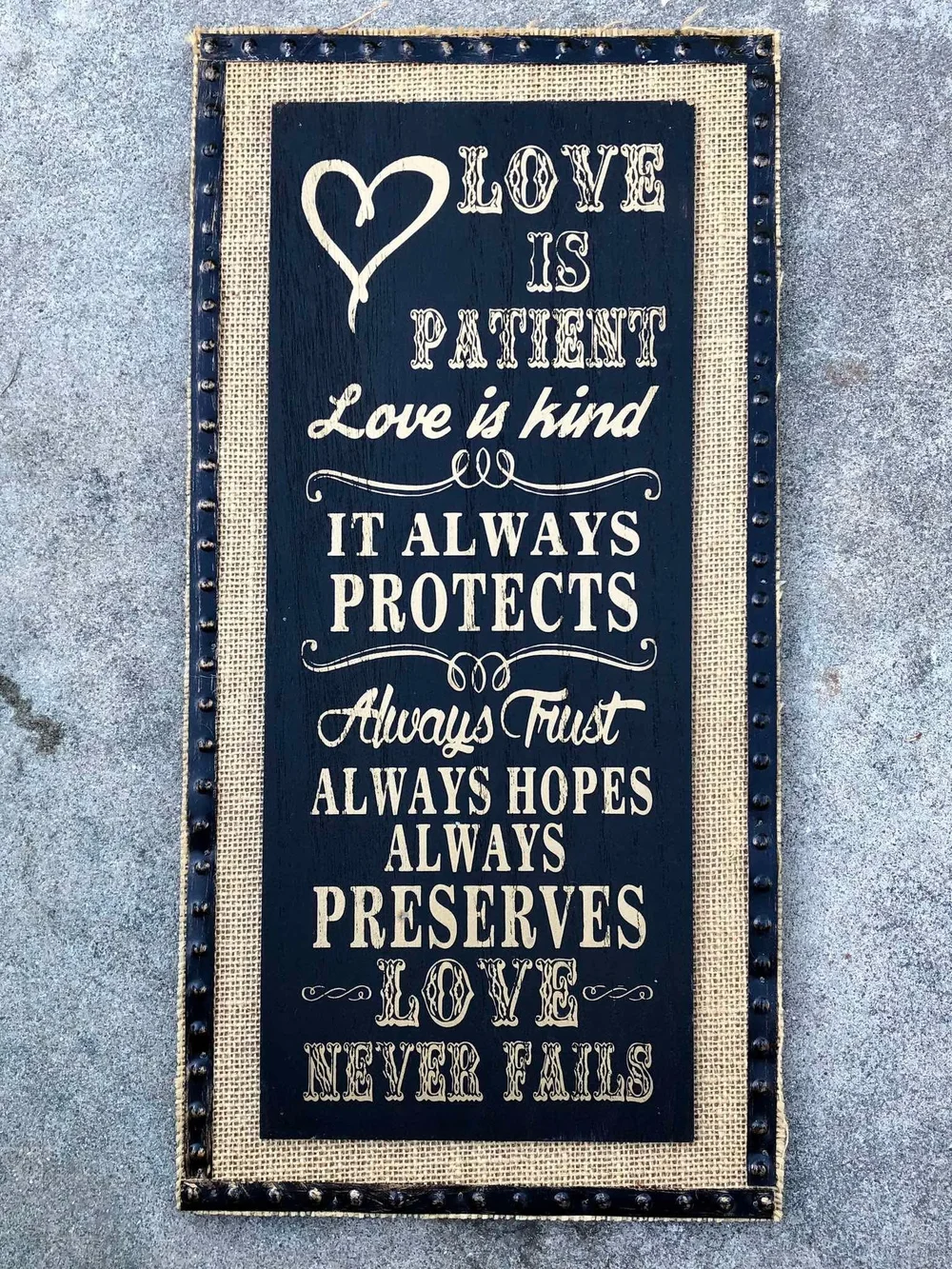 Love Is Patient Wall Sign - Black and Cream Home Wall Decor